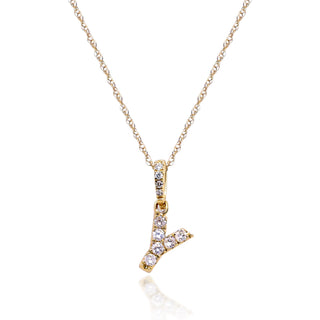 Y Paisley 14K Yellow Gold Round-Cut White Diamond Pendant
