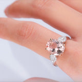 Iris 14K Two Tone Gold Oval-Cut Madagascar Morganite Ring