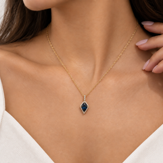 Valerie 10K Yellow Gold Pear-Cut Brazilian London Blue Topaz Pendant