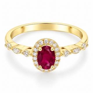 Chana 10K Yellow Gold Oval-Cut Mozambique Ruby Ring