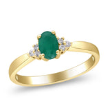 Radiant Elegance: Aliana 10K Yellow Gold Ring with Oval-Cut Natural Zambian Emerald