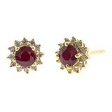 Chloe 14K Yellow Gold Round-Cut Ruby Earrings