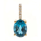 Alevia 14K Yellow Gold Oval-Cut Brazilian London Blue Topaz Pendant