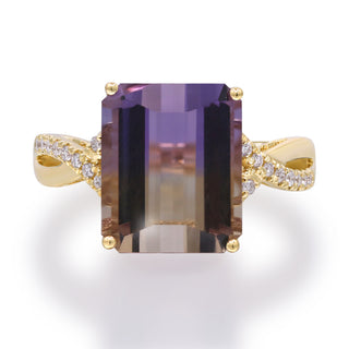 Kylie 10K Yellow Gold Emerald-Cut Brazilian Amethyst Ring
