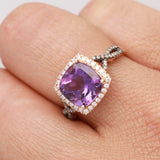 Ryder 10K Rose Gold Princess-Cut Brazilian Amethyst Ring