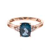 Karlee 10K Rose Gold Cushion-Cut Brazilian London Blue Topaz Ring