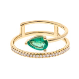 Serena 18K Yellow Gold Pear-Cut Natural Zambian Emerald Ring