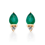 Remi 10K Yellow Gold Pear-Cut Zambian Emerald Earrings