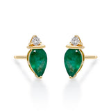 Remi 10K Yellow Gold Pear-Cut Zambian Emerald Earrings