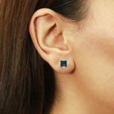 Audrey 10K Yellow Gold Square-Cut Brazilian London Blue Topaz Earrings