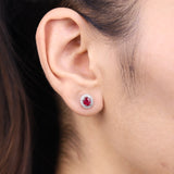 Sara 10K White Gold Oval-Cut Mozambique Ruby Earring