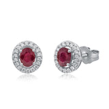 Sara 10K White Gold Oval-Cut Mozambique Ruby Earring