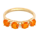 Abby 14K Yellow Gold Round-Cut Mexican Fire Opal Ring