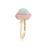 Adeline 14K Yellow Gold Oval-Cut Natural Pink Opal and Ethiopian Opal Ring
