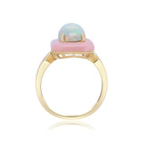 Adeline 14K Yellow Gold Oval-Cut Natural Pink Opal and Ethiopian Opal Ring