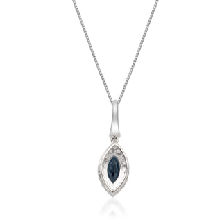 Valeria 10K White Gold Marquise-Cut Blue Sapphire Pendant