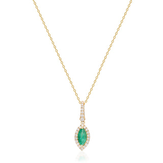 Kylee 14K Yellow Gold Marquise-Cut Zambian Emerald Pendant