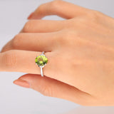 Mara 10K White Gold Oval-Cut Manchurian Peridot Ring