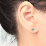 Alivia 14K Yellow Gold Oval-Cut Natural Zambian Emerald Earring