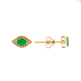 Emersyn 14K Yellow Gold Round-Cut Emerald Earrings