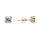 Round-Cut 10K Yellow Gold Round-Cut Brazilian Aquamarine Earring