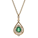 Layla 14K Yellow Gold Pear-Cut Natural Zambian Emerald Pendant
