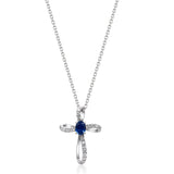 Blakely 10K White Gold Oval-Cut Blue Sapphire Pendant