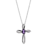 Magnolia 10K White Gold Oval-Cut Amethyst Pendant