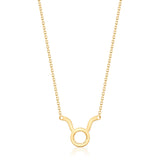 Taurus 14K Yellow Gold Round-Cut White Diamond Pendant