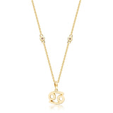 Cancer 14K Yellow Gold Round-Cut White Diamond Pendant
