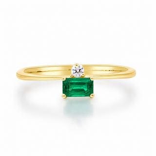 Mia 14K Yellow Gold Emerald -Cut Natural Zambian Emerald Ring