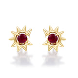 Sunny 14K Yellow Gold Round-Cut Mozambique Ruby Earring
