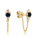 Chloe 14K Yellow Gold Round-Cut Blue Sapphire Earring