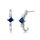 Liliana 14K White Gold Square-Cut Blue Sapphire Earrings