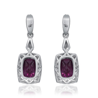 Valerie 14K White Gold Cushion-Cut Rhodolite Garnet Earrings