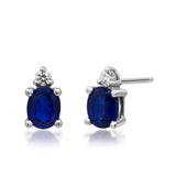 Peyton 10K White Gold Oval-Cut Blue Sapphire Earring