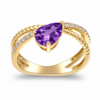 Skylar 10K Yellow Gold Pear-Cut Amethyst Ring