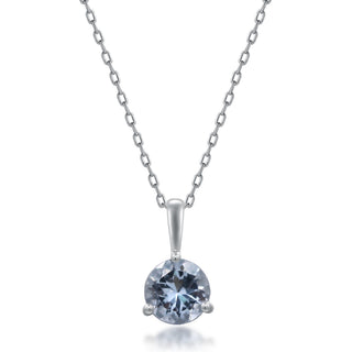 Hazel 10K White Gold Round-Cut Brazilian Aquamarine Pendant