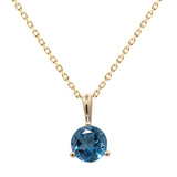 Alexandra 10K Yellow Gold Round-Cut Brazilian London Blue Topaz Pendant