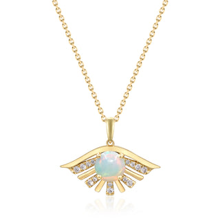 Swallow 14K Yellow Gold Round-Cut Opal Pendant
