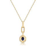 Iris 14K Yellow Gold Oval-Cut Blue Sapphire Pendant