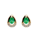 Zoey 14K Yellow Gold Pear-Cut Emerald Earrings