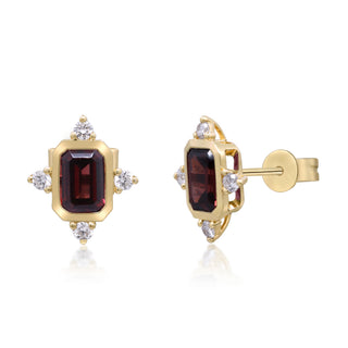 Gianna 14K Yellow Gold Emerald-Cut Garnet Earring