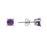 Sienna 10K White Gold Round-Cut Amethyst Earring