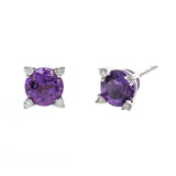 Sienna 10K White Gold Round-Cut Amethyst Earring