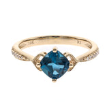 Aulani 10K Yellow Gold Cushion-Cut Brazilian London Blue Topaz Ring