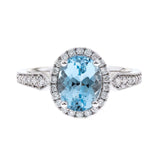 Savanna 14K White Gold Oval-Cut Blue Zircon Ring