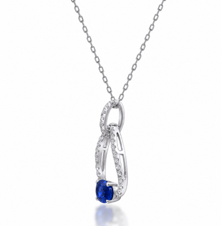 Oakley 10K White Gold Oval-Cut Blue Sapphire Pendant