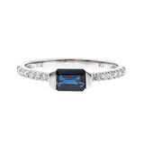 Meredith 10K White Gold Emerald-Cut Ceylon Blue Sapphire Ring