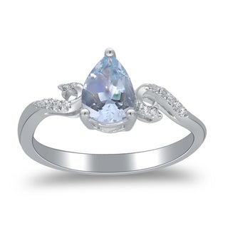 Brielle 10K White Gold Pear-Cut Aquamarine Ring